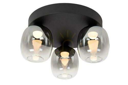 Kontrollera Plafond Lucide TAMINO svart metall glas 3-ljus LED 74119/15/30