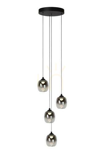Kontrollera Taklampa Lucide Tamino svart metall glas 4-ljus LED 74419/20/30