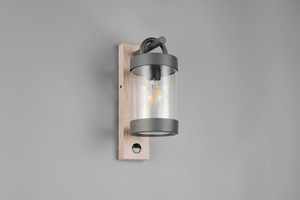Trio SAMBESI 204169135 E27 utomhusvägglampa med rörelsesensor, träimitation small 7