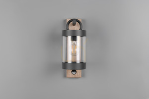 Trio SAMBESI 204169135 E27 utomhusvägglampa med rörelsesensor, träimitation small 8