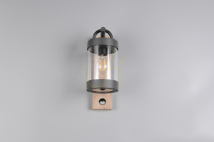 Trio SAMBESI 204169135 E27 utomhusvägglampa med rörelsesensor, träimitation small 9