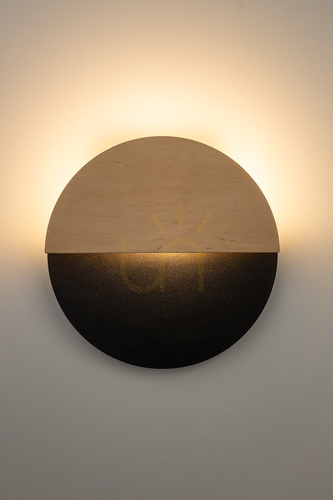 Kontrollera Vägglampa Sigma LUNA S svart/ek plywood LED 7W 40861