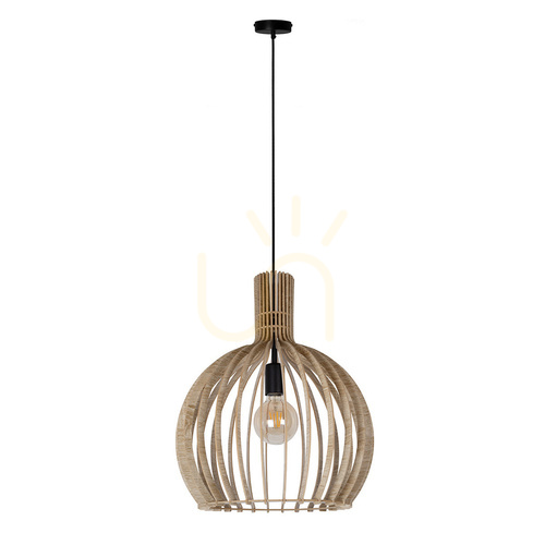 Kontrollera Pendellampa Sigma WINTER L 40954, svart med ekdekor, 1×E27