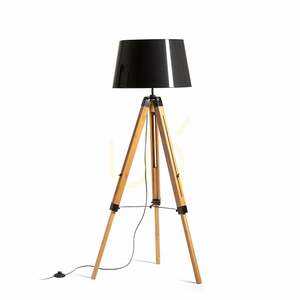 Rendl ALVIS/RIDICK R14501 golvlampa – bambu, svart skärm med guldfärgad insida small 5