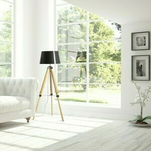 Rendl ALVIS/RIDICK R14501 golvlampa – bambu, svart skärm med guldfärgad insida small 4