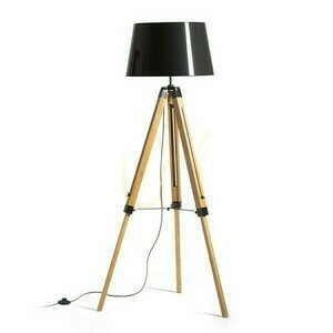 Rendl ALVIS/RIDICK R14501 golvlampa – bambu, svart skärm med guldfärgad insida small 0