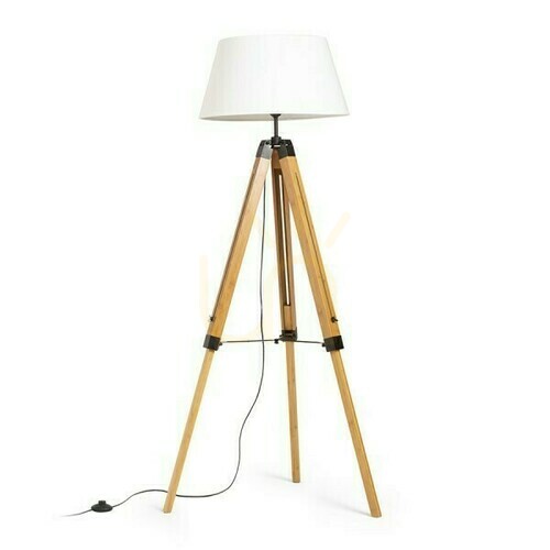 Kontrollera Alvis/Ambitus 46 Golvlampa Vit Bambu/Svart 230 V Led E27 15 W.