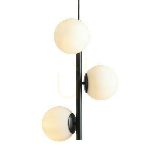 Utsikt Etheria Taklampa Svart Opalglas 230 V Led E27 3x11 W. Etheria Taklampa Svart Opalglas 230 V Led E27 3x11 W.
