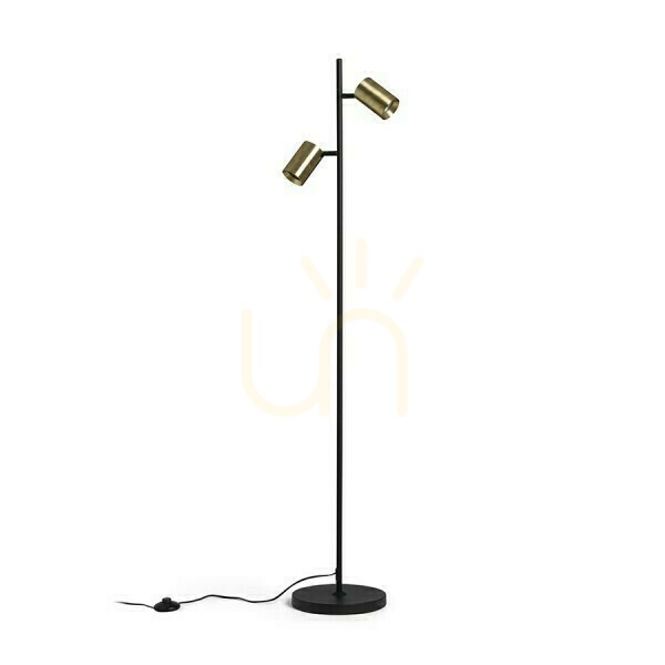 Kontrollera Flynn Ii Golvlampa Svart/Messing Borstad 230 V Led Gu10 2x9 W. Flynn Ii Golvlampa Svart/Messing Borstad 230 V Led Gu10 2x9 W.