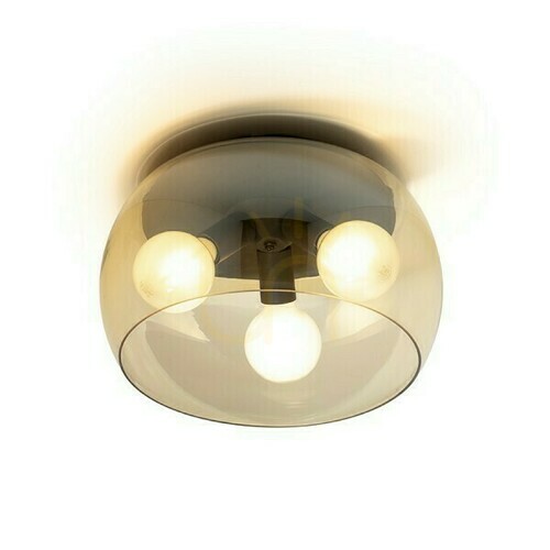 Kontrollera Plafond Amanda Taklampa Svart Matt Amber Glas 230 V Led E27 3x15 W.