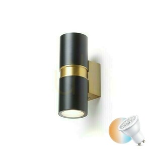 Utomhusvägglampa Mano Svart/Mässing Borstad 230 V Led Gu10 2x8 W Ip54 small 0