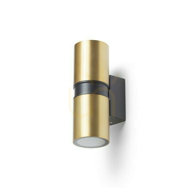 Förhandsvisning Utomhusvägglampa Mano Borstad Mässing/Svart 230 V Led Gu10 2x8 W Ip54 Utomhusvägglampa Mano Borstad Mässing/Svart 230 V Led Gu10 2x8 W Ip54
