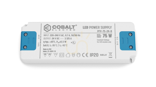 Kontrollera CobaltElectro PFV 24V 75W IP20 B LED strömförsörjning.