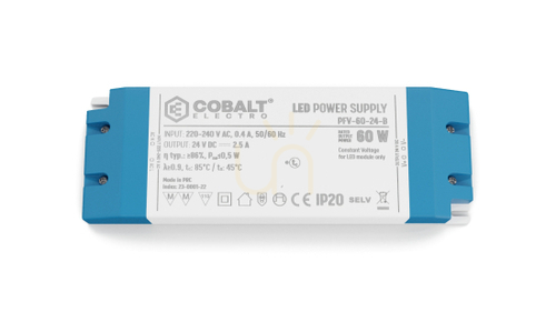 Kontrollera CobaltElectro PFV 24V 60W IP20 B LED strömförsörjning.