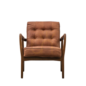 Gallery Direct Humber Vintage Brown fåtölj i läder med ekram small 0
