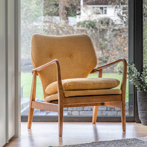 Gallery Direct Jensen ockrafärgad fåtölj i ek, mid-century 73 × 71 × 85 cm small 1