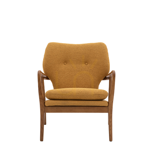 Kontrollera Gallery Direct Jensen ockrafärgad fåtölj i ek, mid-century 73 × 71 × 85 cm