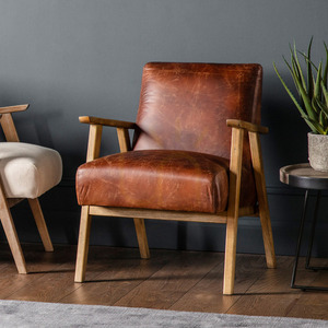 Gallery Direct Neyland fåtölj i vintagebrunt läder, 61 cm small 1