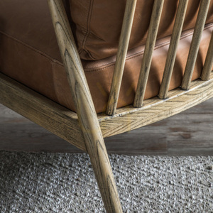 Gallery Direct Reliant fåtölj i brunt läder och ask 63 × 81,5 × 90 cm small 3