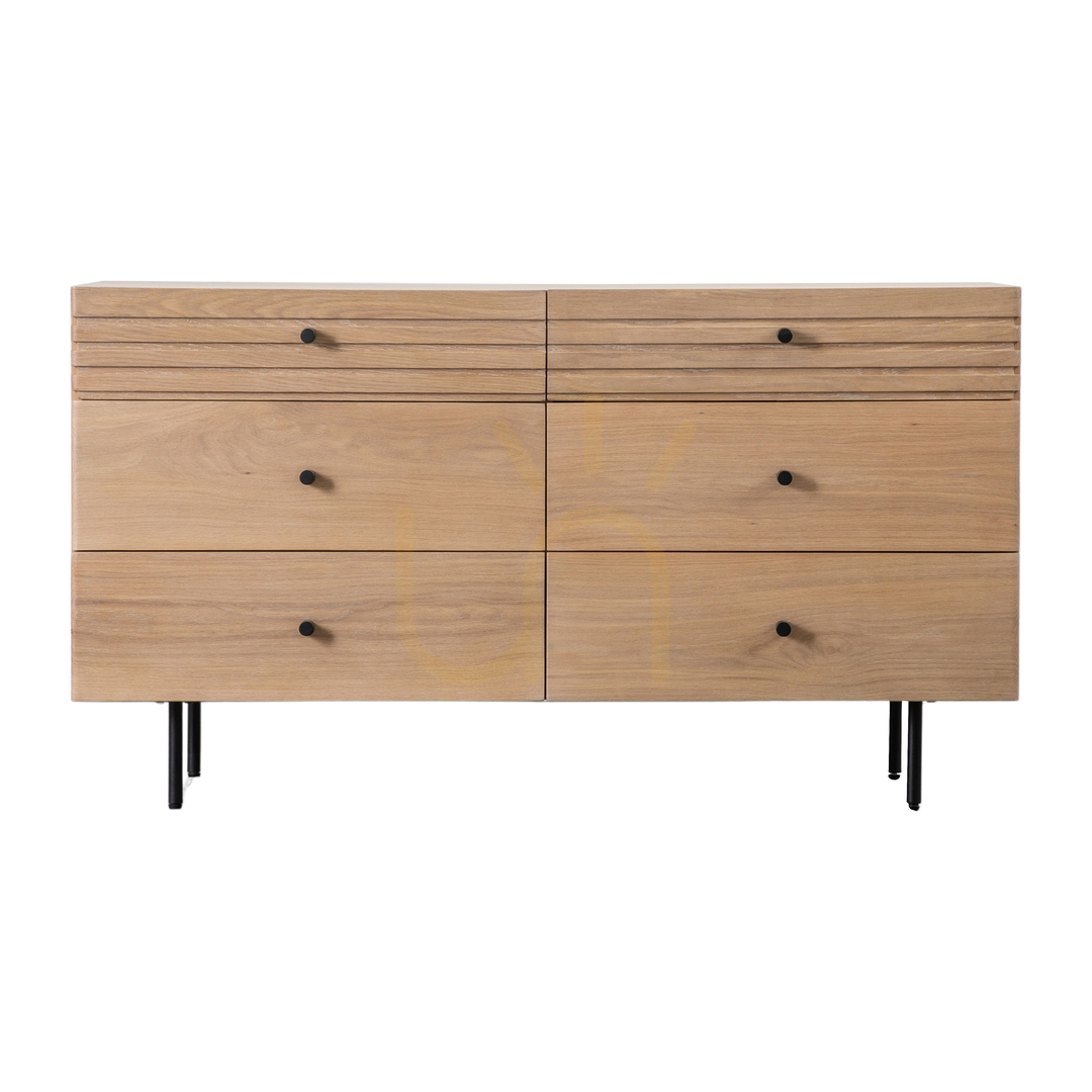 Kontrollera Byrå Gallery Direct Okayama 6 lådor ek 131 cm Byrå Gallery Direct Okayama 6 lådor ek 131 cm