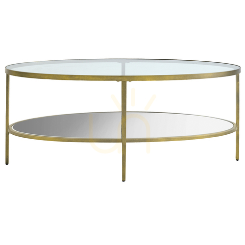 Kontrollera Soffbord Gallery Direct Hudson champagne glas/järn 112x61 cm