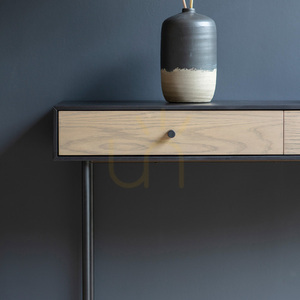 Konsolbord Gallery Direct Carbury svart/natur ekfanér MDF metall 110x35x80 cm small 2