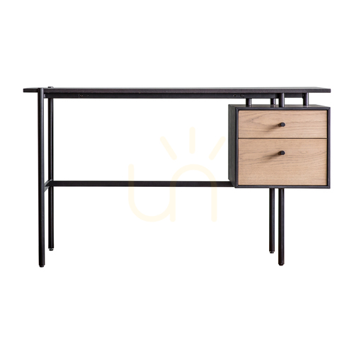 Kontrollera Skrivbord Gallery Direct Carbury 130 cm svart/natur ekfanerad MDF med 2 lådor