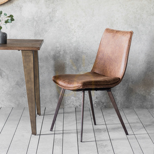 Stol Gallery Direct Hinks brun konstläder med metallben 2-pack small 1