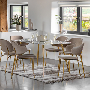 Matbord Gallery Direct Evans vit marmorimitation/guld 160 cm small 2