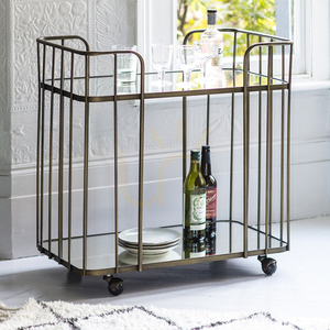 Dryckesvagn Gallery Direct Verna antik brons glas/metall 75 cm small 1