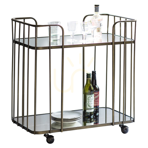 Kontrollera Dryckesvagn Gallery Direct Verna antik brons glas/metall 75 cm