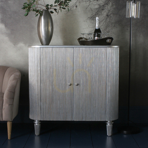Dryckesskåp Gallery Direct Jeeves silver glas/mahogny 97x41x96 cm small 1
