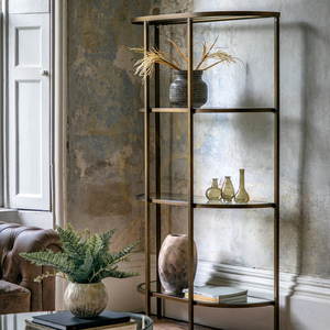 Vitrinskåp Gallery Direct Hudson brons metall/glas 100x35x175 cm small 1
