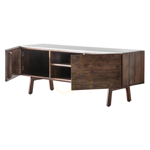 Mediaskåp Gallery Direct Barcelona mörkt trä/marmor 136 cm small 2