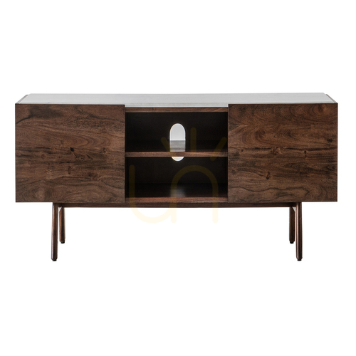 Kontrollera Mediaskåp Gallery Direct Barcelona mörkt trä/marmor 136 cm