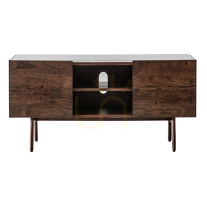 Mediaskåp Gallery Direct Barcelona mörkt trä/marmor 136 cm small 0
