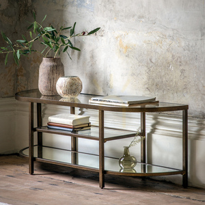 Mediahylla Gallery Direct Hudson 120 cm brons metall/glas/MDF small 1