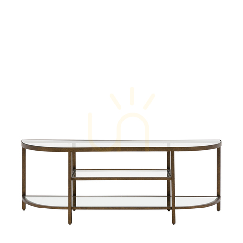 Kontrollera Mediahylla Gallery Direct Hudson 120 cm brons metall/glas/MDF