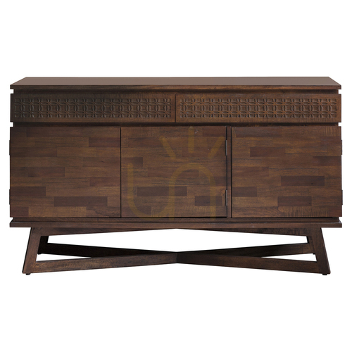 Kontrollera Skänk Gallery Direct Boho Retreat brun mango/mahogny 140 cm 3 dörrar 2 lådor