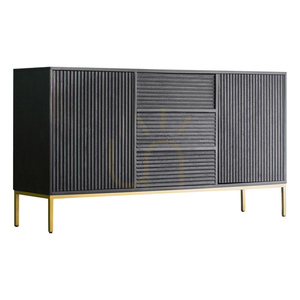 Skänk Gallery Direct Ripple svart/guld mangoträ 2 dörrar 3 lådor 150 cm small 3