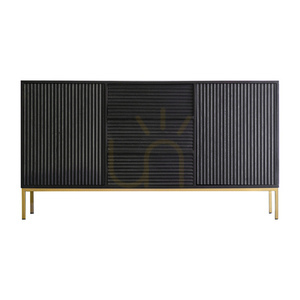 Skänk Gallery Direct Ripple svart/guld mangoträ 2 dörrar 3 lådor 150 cm small 0