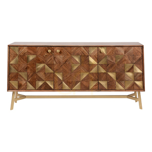 Sideboard Gallery Direct Tate 3 dörrar akacia brun/guld 142 cm small 0