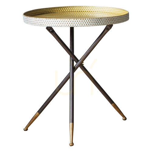 Kontrollera Sidobord Gallery Direct Epsom tripod metall duck egg/guld 52x58 cm