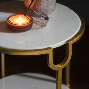 Sidobord Gallery Direct Weston vit marmor guld 45 cm small 2