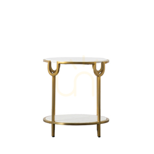 Sidobord Gallery Direct Weston vit marmor guld 45 cm small 0