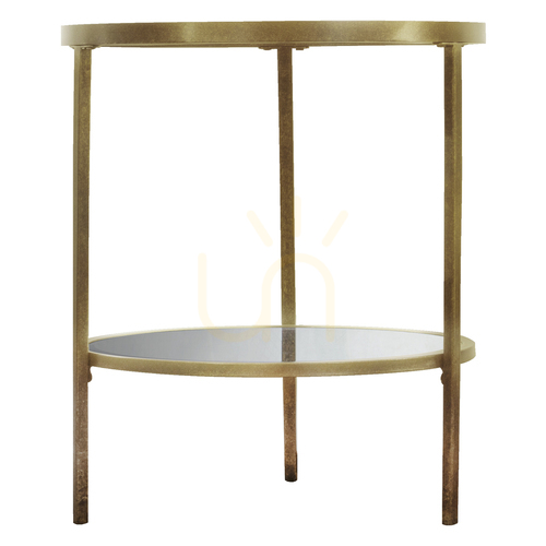 Kontrollera Sidobord Gallery Direct Hudson champagne runt 50x50x60 cm glas/järn/MDF