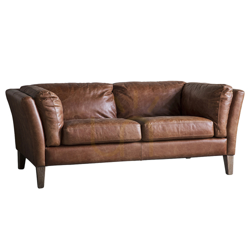 Kontrollera 2-sits soffa Gallery Direct Ebury brun vintage-läder ask 164 cm