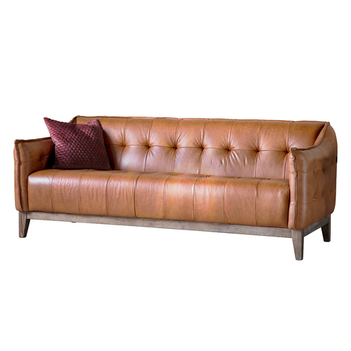 Kontrollera 3-sitssoffa Gallery Direct Ecclestone brun vintage-läder ask 192 cm