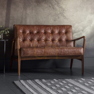 2-sitssoffa Gallery Direct Humber vintagebrun läder/ask 118 cm small 1