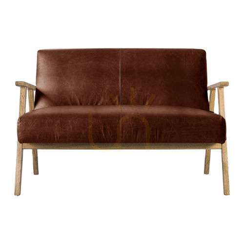 Kontrollera 2-sits soffa Gallery Direct Neyland vintage brun läder